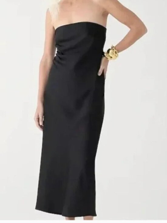 J. Crew Dresses & Skirts - JCrew Collection Gwyneth Black Satin Strapless Dress NEW with tags size 8